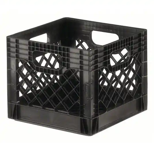 Orbis NPL004 BLACK Straight Wall Container 8.2 gal, 13 1/8 in x 13 1/8 in x 11 in, Stackable, Black