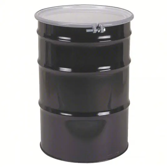 KVM Tools CQ5508 Transport Drum Steel, 55 gal, Bolt Ring, Black / White, 16 ga
