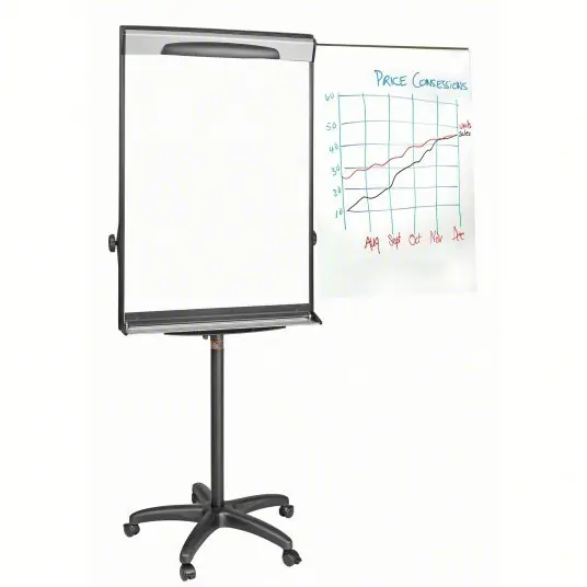 Mastervision EA48062119 Dry Erase Board Mobile/Casters, 42 in Dry Erase Ht, 29 1/2 in Dry Erase Wd, 27 in Dp, Black, White