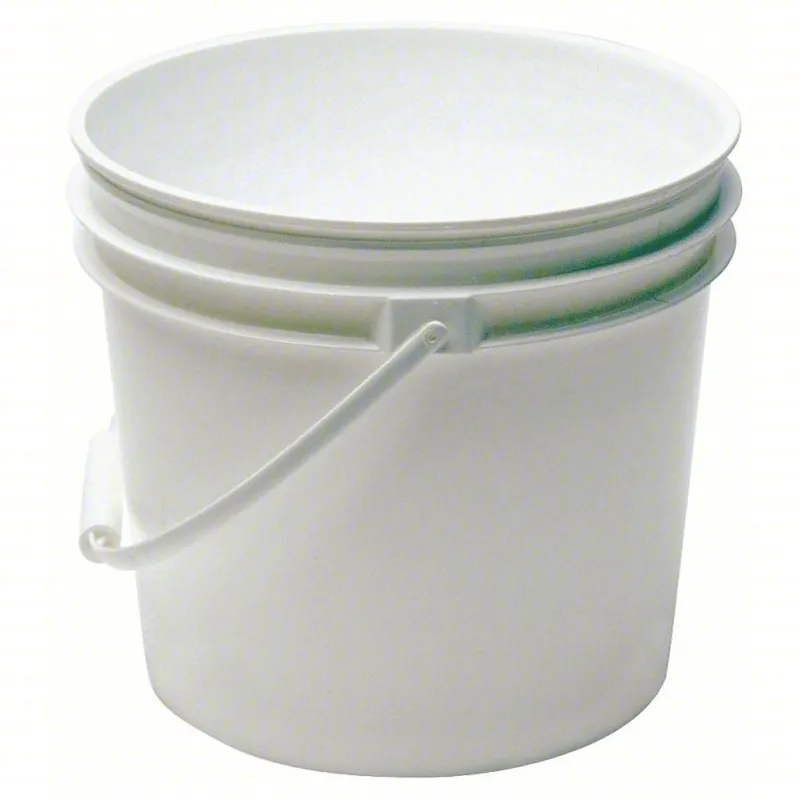 KVM Tools ROP2110-WP Pail 1 gal, Open Head, Plastic, 8 1/4 in, 7 3/8 in Overall Ht, Round, White
