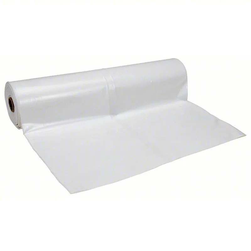 Polar Plastics W124 Construction Film Std Duty, 4 mil Thick, 12 ft Wd, 100 ft Lg, White, Polyethylene