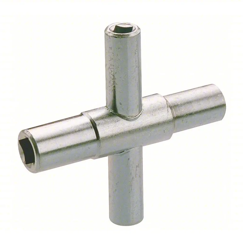 KVM Tools 151-015 T-Shaped Water Key, 1/4 in, 9/32 in, 5/16 in, 11/32 in Sizes, 3-5/32 in Overall Lg, Steel, Chrome