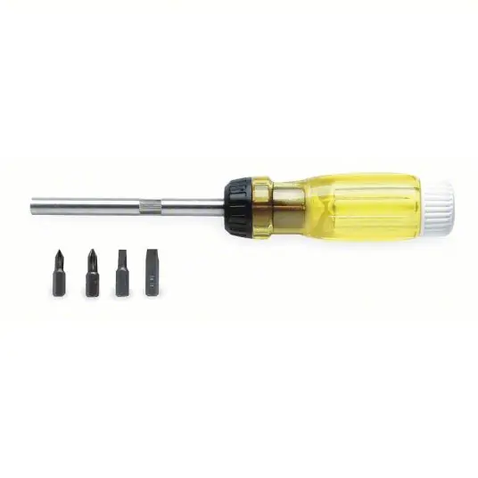 Proto J9320 Multi-Bit Screwdriver 1/ 2/3/16 in/5/32 in Tip Size, 4 Tips, 8 3/4 in Overall Lg, Magnetic