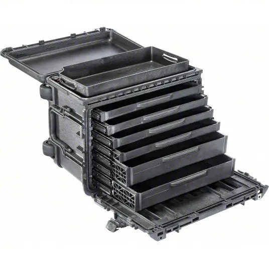 Pelican 004500-0610-110 Rolling Tool Box 16 in Overall Wd, 25 in Overall Dp, 19 in Overall Ht, Black