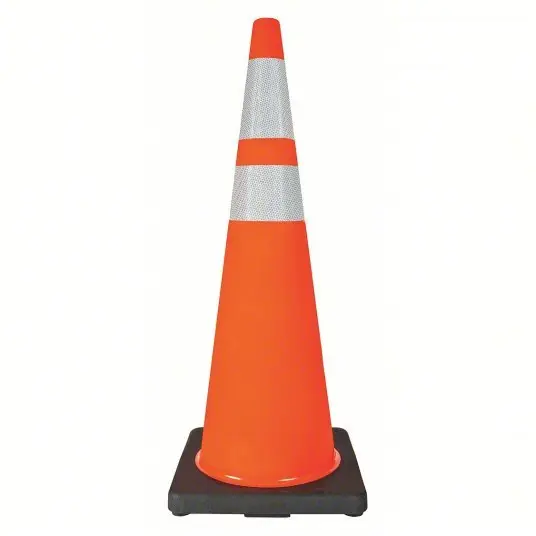 KVM Tools KV6FHC4 Traffic Cone Night or High Speed Roadway (45 MPH or Higher), Reflective, Black Base, 36 in Cone Ht