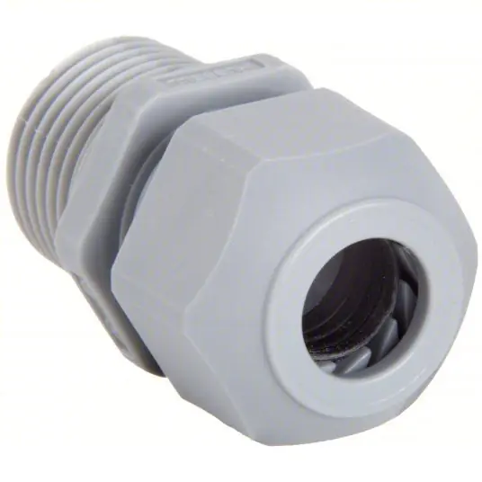 Hubbell SEC50GA Liquid Tight Cord Connector Nylon, 1/2 in MNPT, 0.17 in to 0.45 in, Gray