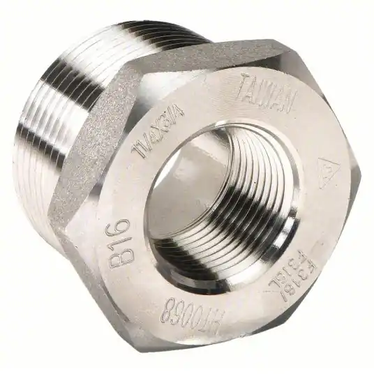 KVM Tools KV1LTX9 Hex Reducing Bushing 316 Stainless Steel, 2 in x 1 1/2 in Fitting Pipe Size, Male NPT x Female NPT