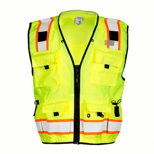 Kishigo S5000-L High-Visibility Vest ANSI Class 2, U, L, Lime, Solid Front/Mesh Back Polyester, Zipper