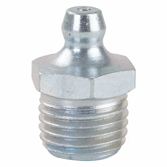 KVM Tools KV52NZ34 Grease Fitting Std Fitting, 1/4"-18 Thread Size, PTF, 7/8 in Overall Lg, 0° Head Angle, Steel PK5