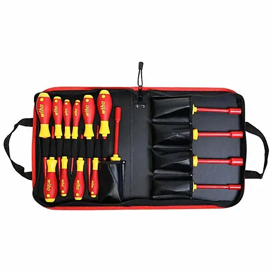 Wiha 32190 Insulated Tool Kit 15 Total Pcs, Drivers and Bits, Tool Case