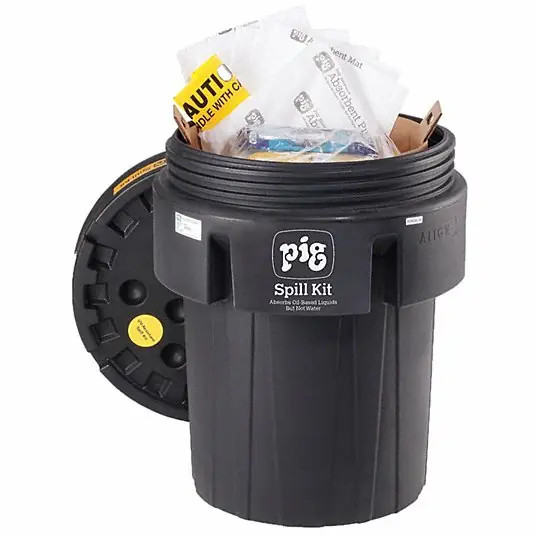 New PIG KIT416 Spill Kit 40 gal Volume Absorbed Per Kit, (4) Pairs Neoprene Gloves, White, Drum
