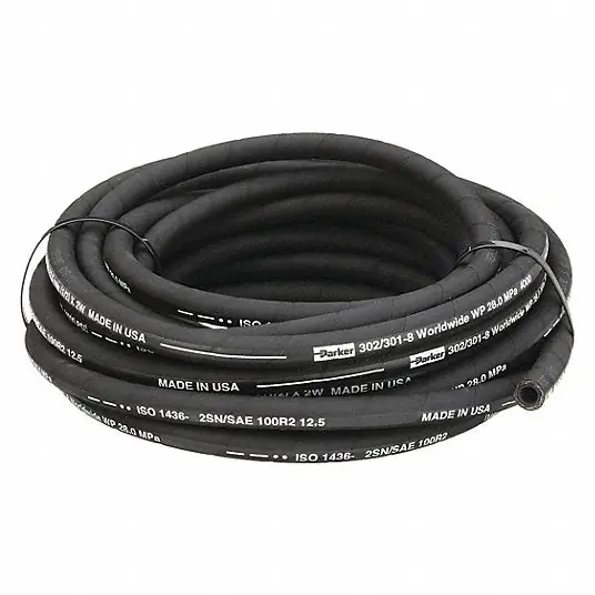 Parker 302-6-BX Hydraulic Hose 4,750 psi, 3/8 in Hose Inside Dia., 3/4 in Hose Outside Dia., 50 ft Hose Lg, Black