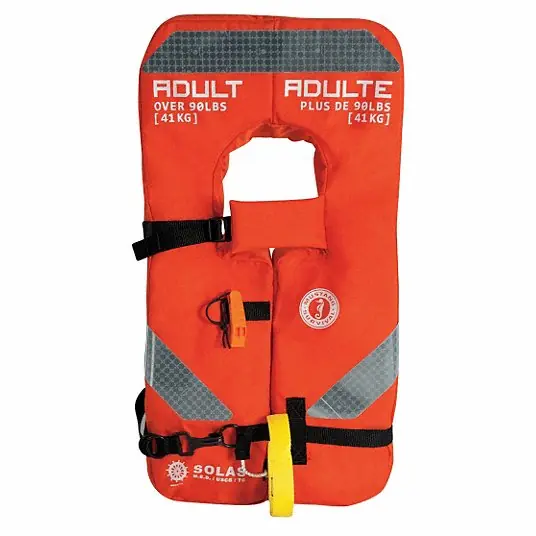 Mustang MV8040-2-0-227 Life Jacket Orange, Type I, 38 lb Buoyancy, SOLAS-Grade Reflective, Universal