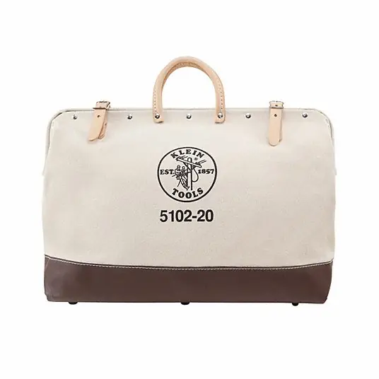 Klein 5102-20 Tool Bag 20 in W x 6 in D x 15 in H, Brown, Canvas, 1 Pockets, 1 Inside Pockets, Canvas