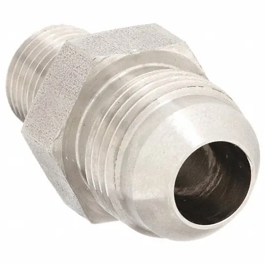 Aeroquip 2021-4-8SS Hydraulic Hose Adapter 1/4"-18 Thread Size, 1/4 in x 1/2 in Fitting Size, Male x Male, NPTF x JIC