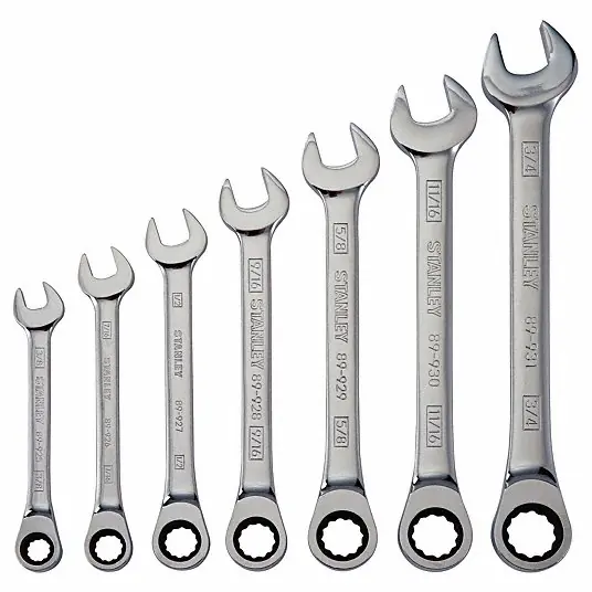 Stanley 94-542W Combination Wrench Set Alloy Steel, Chrome, 7 Tools, 3/8 in to 3/4 in Range of Head Sizes