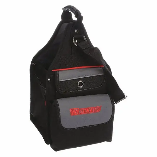 Westward 32PJ32 Tool Tote 8 1/2 in W x 8 1/2 in D x 16 in H, Black, Polyester, 12 Pockets, Polyester