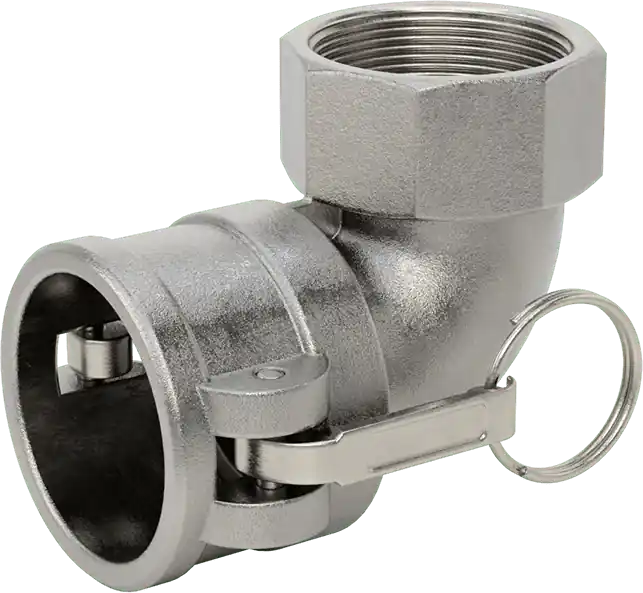 McMaster 6795K17 316 Stainless Steel Cam-and-Groove Hose Coupling, 90 Degree Socket with 316 Stainless Steel Levers, 2 Coupling Size x 2 NPT Female