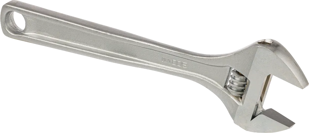 McMaster 5385A23 Chrome-Plated Steel Adjustable Wrench, Plain Grip, 12" Overall Length, 1-9/16" Maximum Jaw Capacity