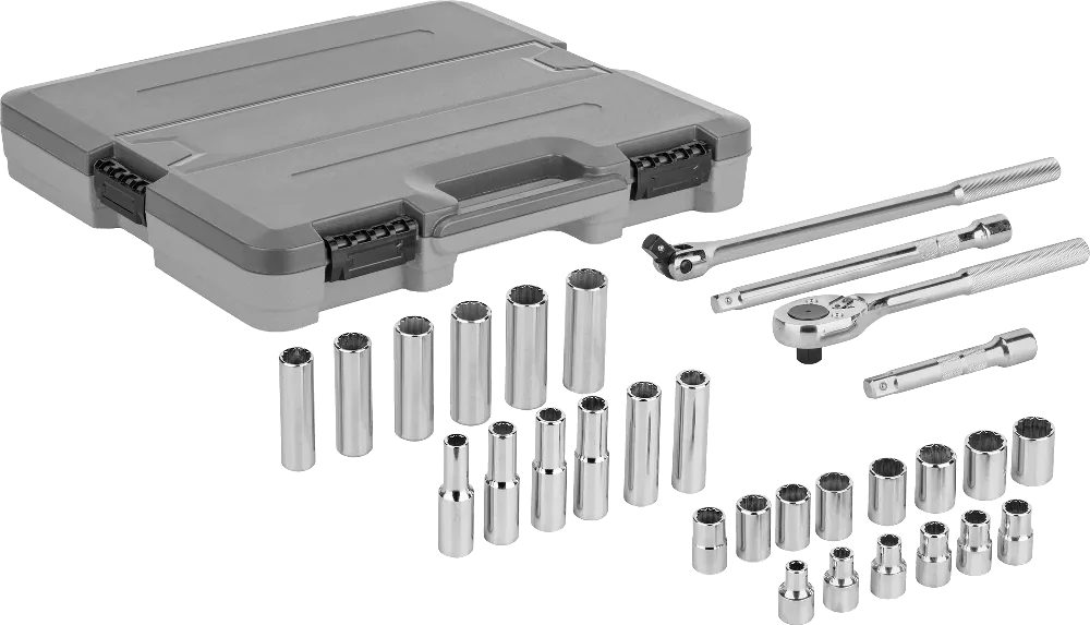 McMaster 7874N107 12-Point Socket Set, with Drive Tools, 1/2" Square Drive, 28 Pieces