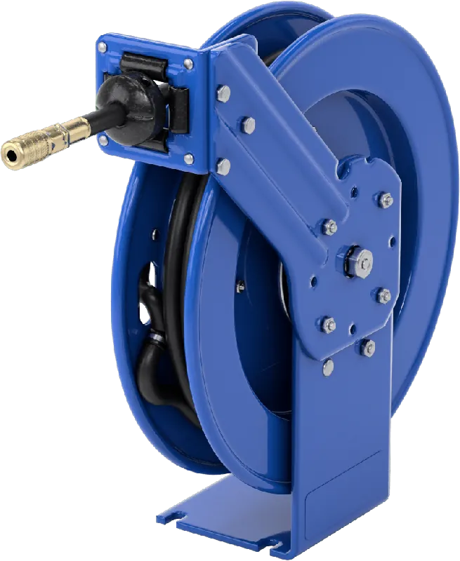 McMaster 5476K112 Air Hose Reel, Black, with Brass 1/4 Quick-Disconnect Socket x 3/8 NPT Fittings, 35 Feet Long