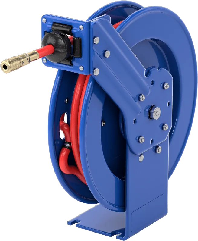 McMaster 5476K111 Air Hose Reel, Red, with Brass 1/4 Quick-Disconnect Socket x 3/8 NPT Fittings, 35 Feet Long
