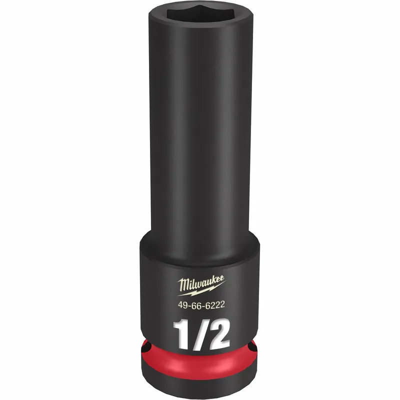 Milwaukee 49-66-6222 Deep Impact Socket, 1/2 in Drive Size, SAE, 1/2 in Socket Size, 6-Point, Deep, Friction