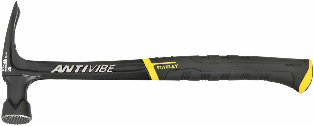 Stanley 51-169 Straight Claw Hammer, Steel, Textured Grip, Steel Handle, 28 oz Head Wt, 16 in Overall Lg, Milled