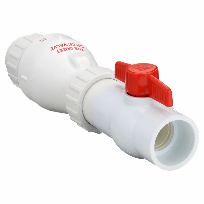 Zoeller 30-0236 Check Valve with Ball Valve, Swing, Inline Valve Body, 2 in Pipe Size, For Water Media, PVC