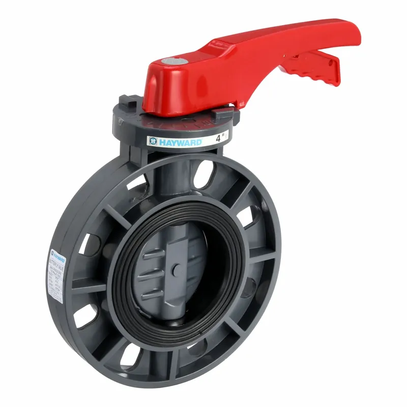 Hayward BYCS1040E1LGA Butterfly Valve, 4 in Pipe Size, Concentric, 150 psi Max Pressure CWP, Wafer, PVC, 8 Bolt Holes