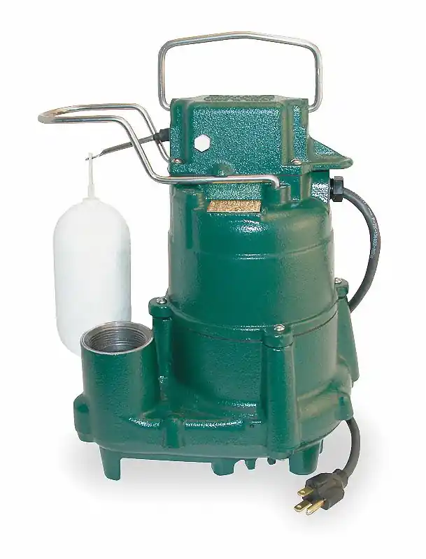 Zoeller 98-0001 Submersible Sump Pump, 1/2 hp, 115V AC, 61 gpm Flow Rate @ 10 ft of Head, 1 1/2 in FNPT, 9.4 A