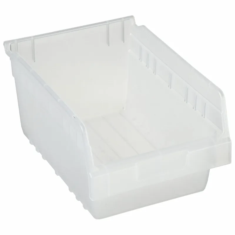 Akro-Mils 30080SCLAR Shelf Bin, 11-5/8 in Overall Lg, 8-3/8 in x 6 in, Clear, Nesting Capable, Not Hangable