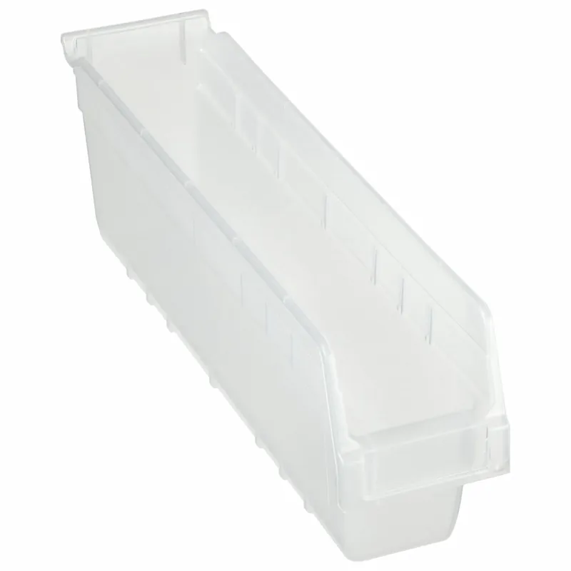 Akro-Mils 30048SCLAR Shelf Bin, 17-7/8 in Overall Lg, 4-1/8 in x 6 in, Clear, Nesting Capable, Not Hangable