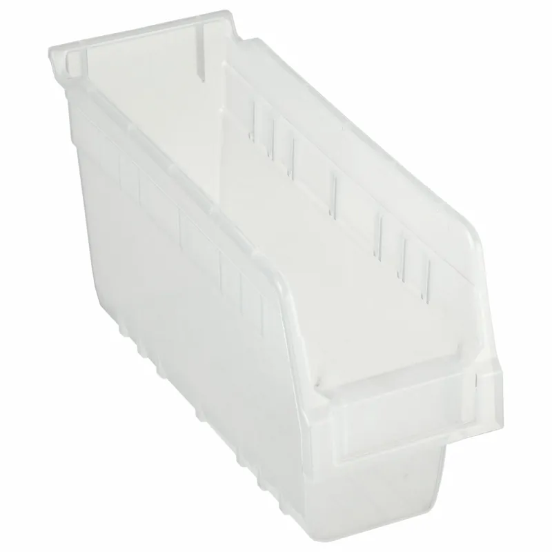 Akro-Mils 30040SCLAR Shelf Bin, 11-5/8 in Overall Lg, 4-1/8 in x 6 in, Clear, Nesting Capable, Not Hangable