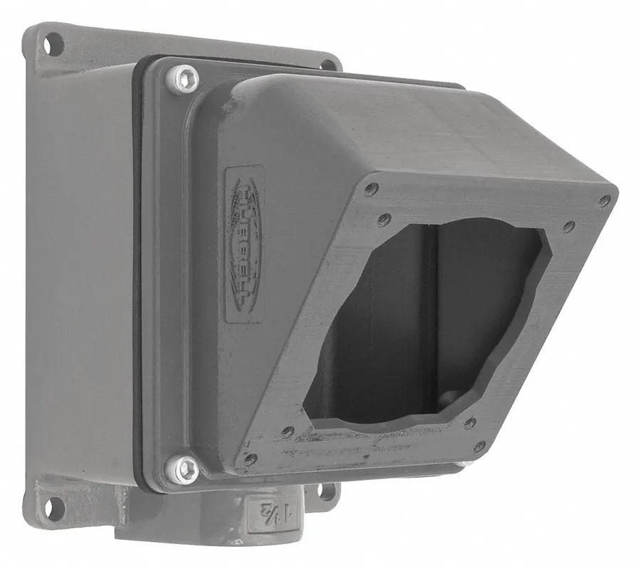 Hubbell FW6010055 Back Box, IEC 60309 Pin & Sleeve, 60A_100A, 1.5 in Dead End Hub, 55°, Aluminum, IP54, NEMA 4X