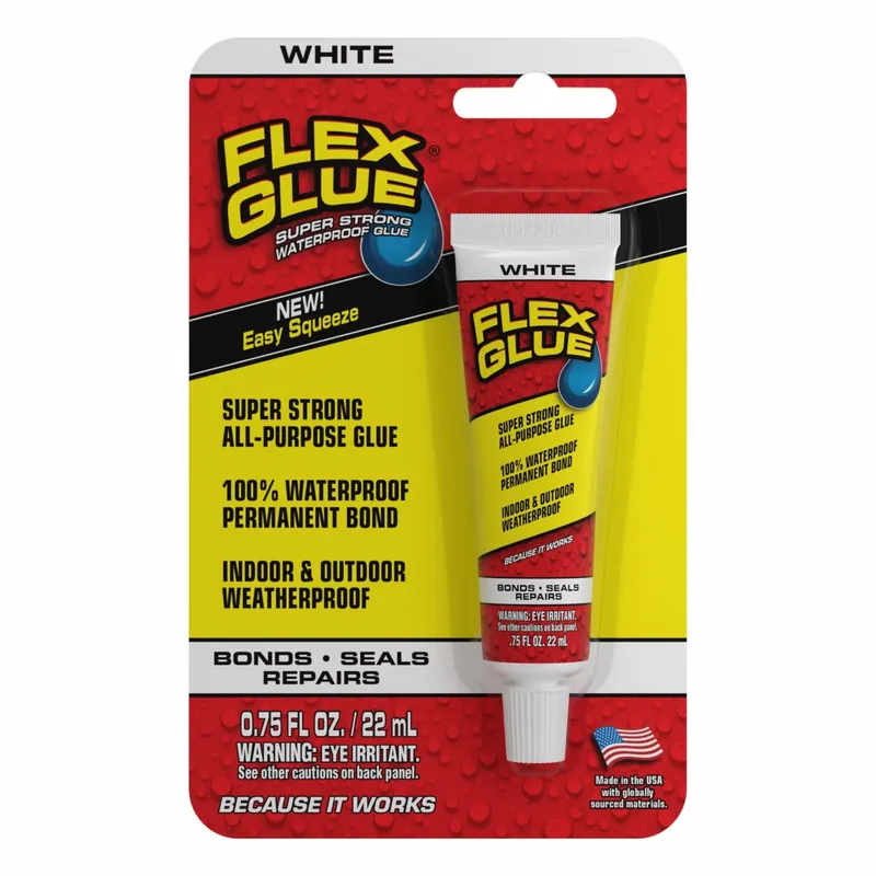 Flex Seal GFSWHTMINI Glue, Flex Glue, Gen Purpose, Interior/Exterior, 0.75 fl oz, Tube, White