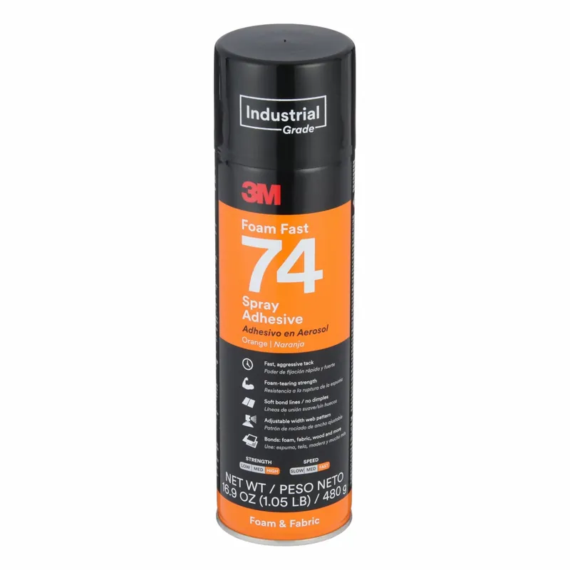 3M FOAM FAST 74 Spray Adhesive, 24 fl oz, Aerosol Can, Orange