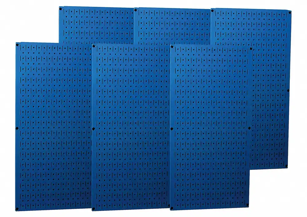 Wall Control 35-P-3296BU Pegboard Panel, 32 in x 96 in x 3/4 in, Steel, Blue, Round/Slotted 1/4 in & 1 in Holes, 1,200 lb, 6-Panel Kit