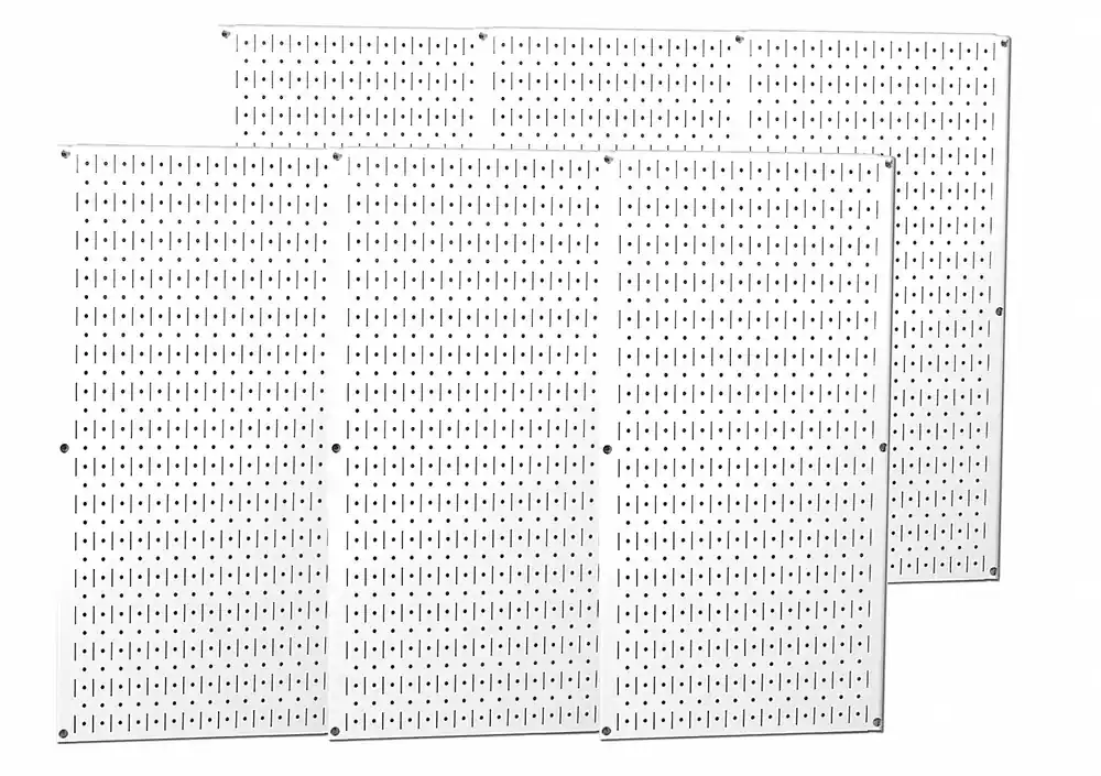 Wall Control 35-P-3296WH Pegboard Panel, 32 in x 96 in x 3/4 in, Steel, White, Round/Slotted 1/4 in & 1 in Holes, 1,200 lb, 6-Panel Kit