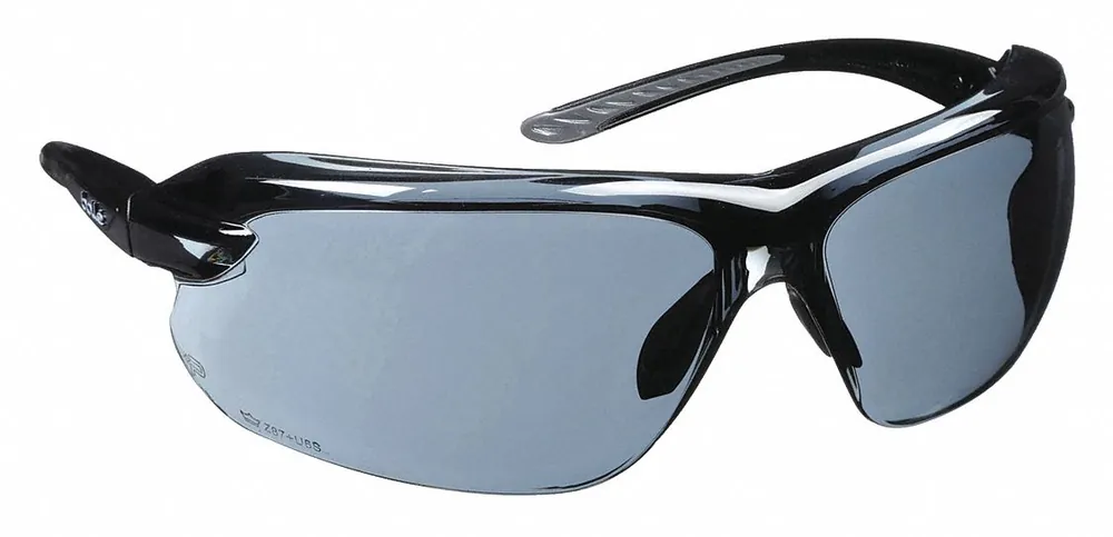 Bolle Safety 40182 IRI-S Safety Glasses, Gray Lens, Black/Gray Frame, Frameless Wraparound, Anti-Fog & Anti-Scratch