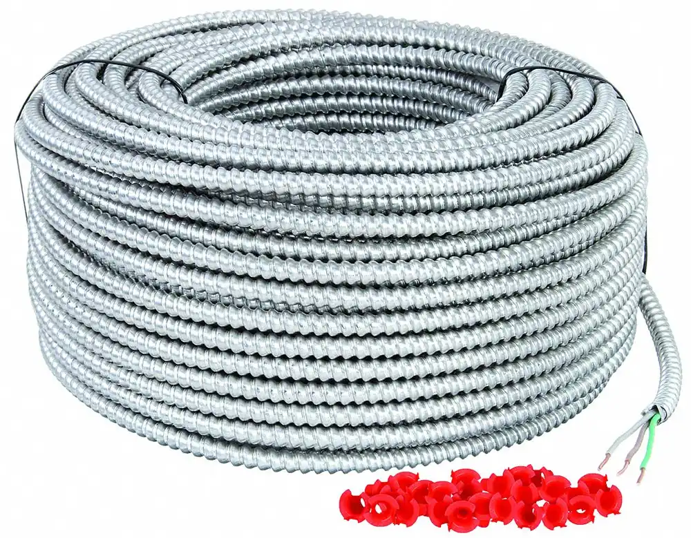 Southwire 68936401 Armorlite Metal Clad Armored Cable, MC, 12 AWG 2C+G, 250 ft, Brown/Gray Conductors, Aluminum Jacket, 600V