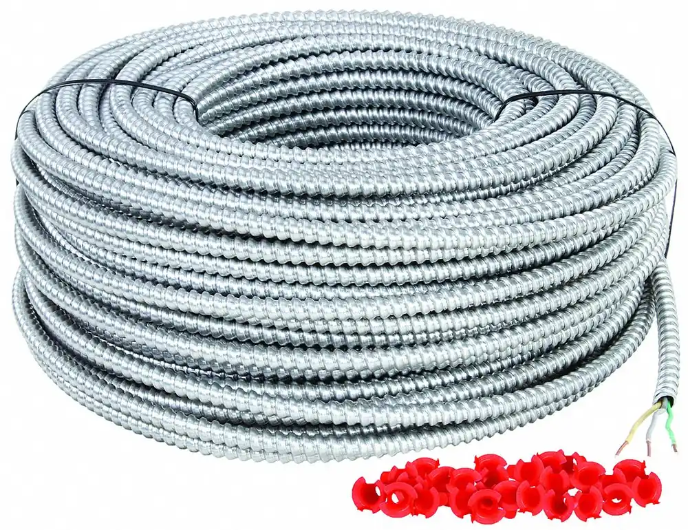 Southwire 68932301 Armorlite Metal Clad Armored Cable, MC, 12 AWG 2C+G, 250 ft, Gray/Yellow Conductors, Aluminum Jacket, 600V