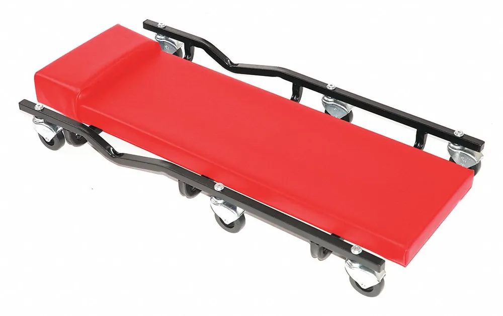 Whiteside MTL34 Mechanic‘s Creeper, Standard Duty, 570 lb Capacity, 36 in L x 17 in W x 4-45/64 in H, Steel, 6 Casters