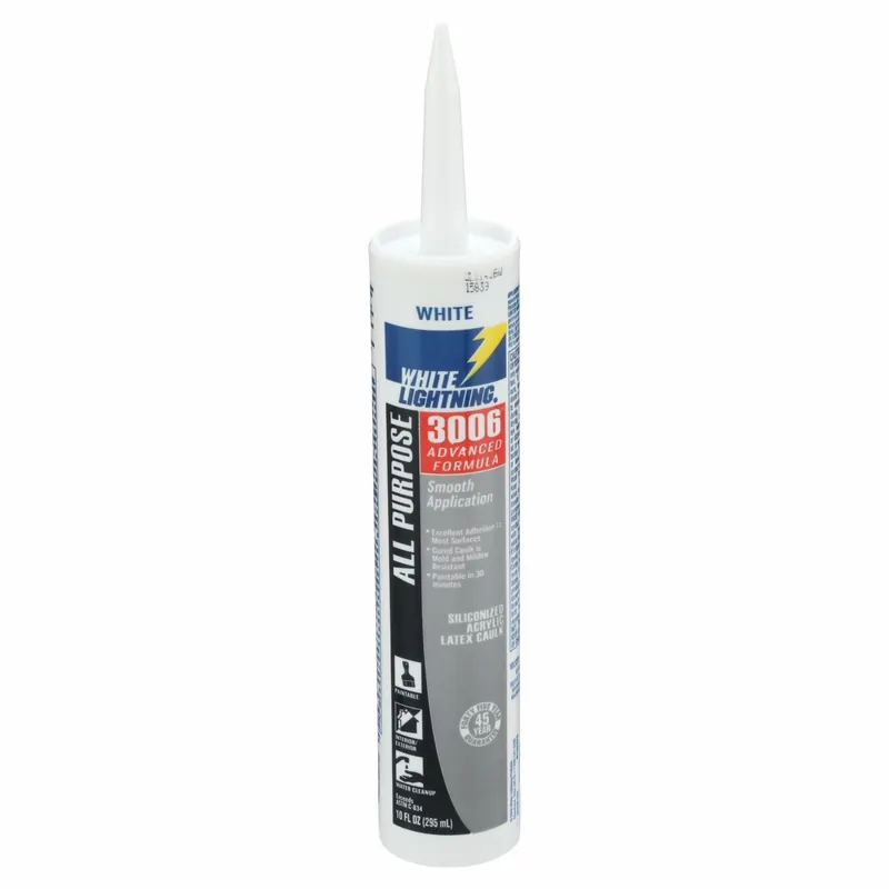 White Lightning W12AF0010 Hybrid Caulk, 3006, White, 10 oz Container Size, Cartridge