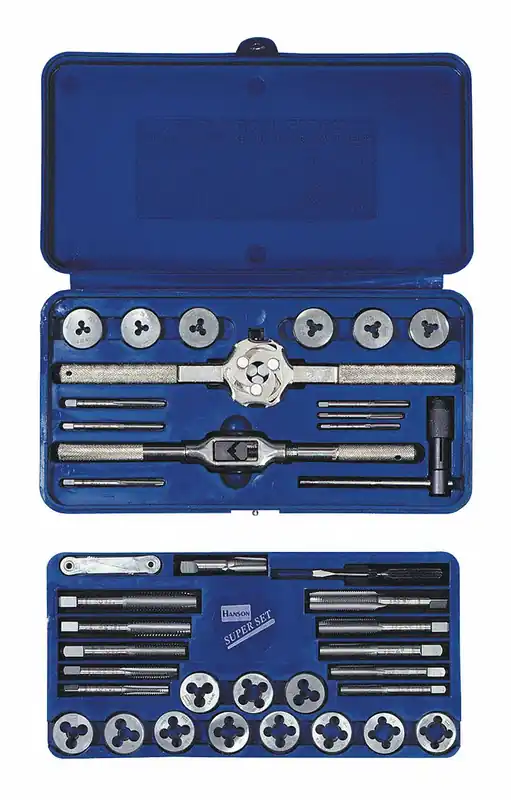 Irwin 23614 Hanson Tap and Die Set, 39 Pc, Carbon Steel, UNC/UNF/NPT, Right Hand