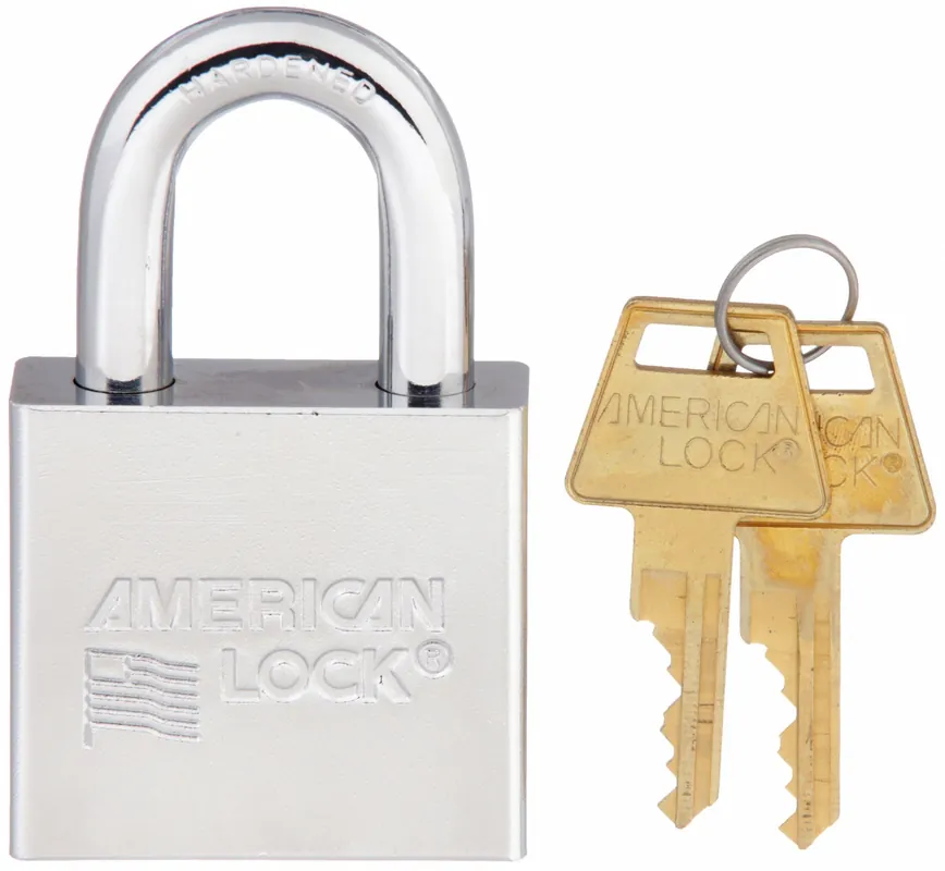 American Lock A5260 Padlock, Silver, Steel, Chrome-Plated, Standard Shackle, Boron Alloy Shackle, 5 Pin, Keyed Different