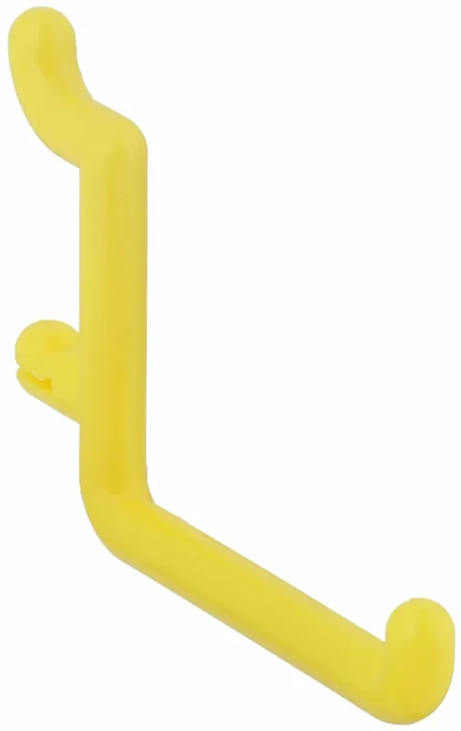 Functionaire 25-FH4-2 Single Rod Pegboard Hook, 1/4 in Peg Hole, For 1 in Pegboard Hole Spacing, Yellow, 90-Degree, 25 PK