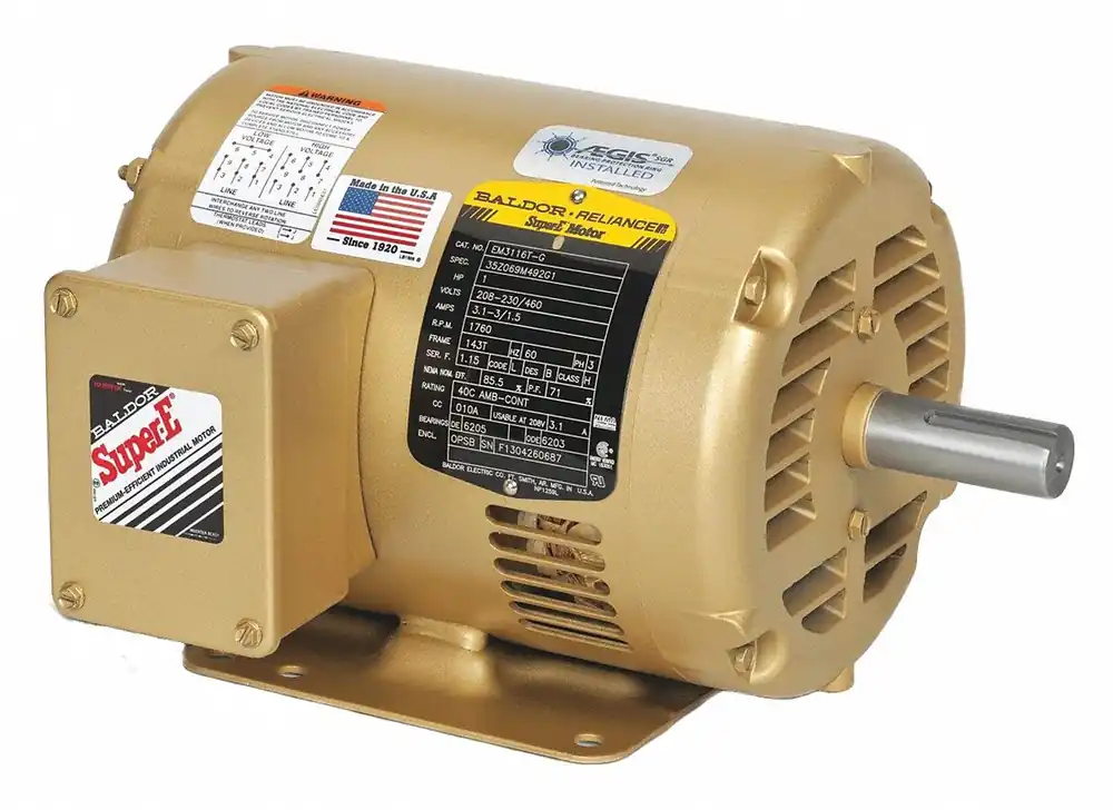 Baldor EM31155 General Purpose Motor, 2 HP, 230/460V AC, Open Drip Proof, Rigid Base Mount, 3450 rpm, 56 Frame