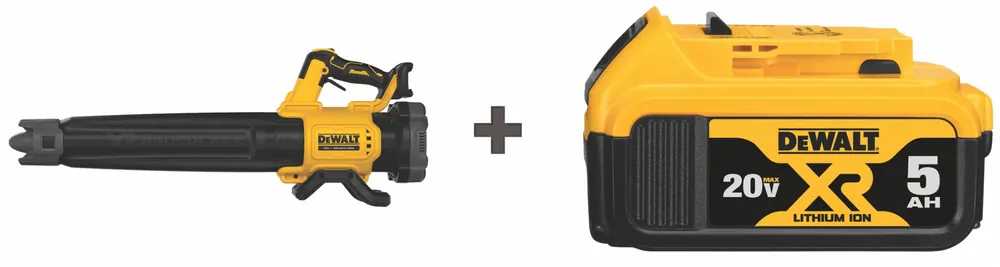DeWalt DCBL722B / DCB205 Battery-Powered Handheld Leaf Blower Kit, 20V MAX XR, 450 cfm, 125 mph, 5.0 Ah Battery Included