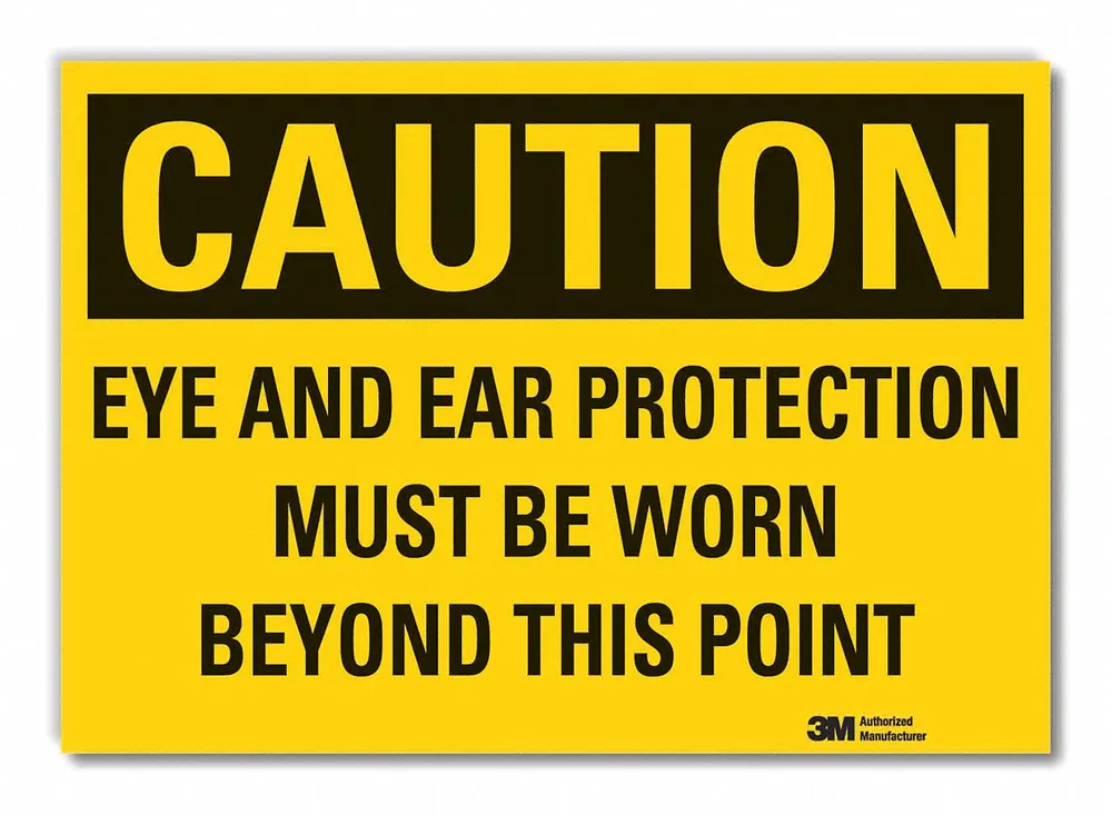 Lyle LCU3-0431-RD Eye & Ear Caution Reflective Label, Engineer Grade, Yellow/Black, 7 in W x 5 in H, OSHA Style
